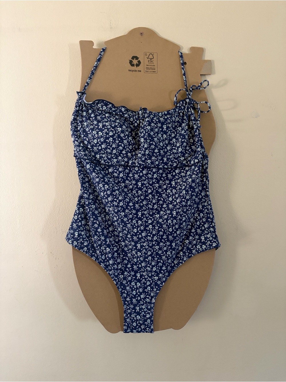 Blue Floral Women One-Piece Swimsuit Sz 0XL